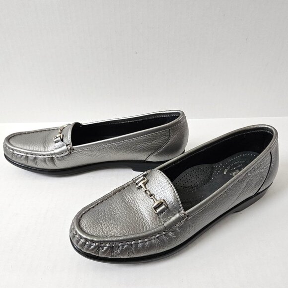 SAS Shoes Womens 8.5 Slim Pewter Metro Slip On Comfort Horsebit Loafers AAA - Picture 4 of 11